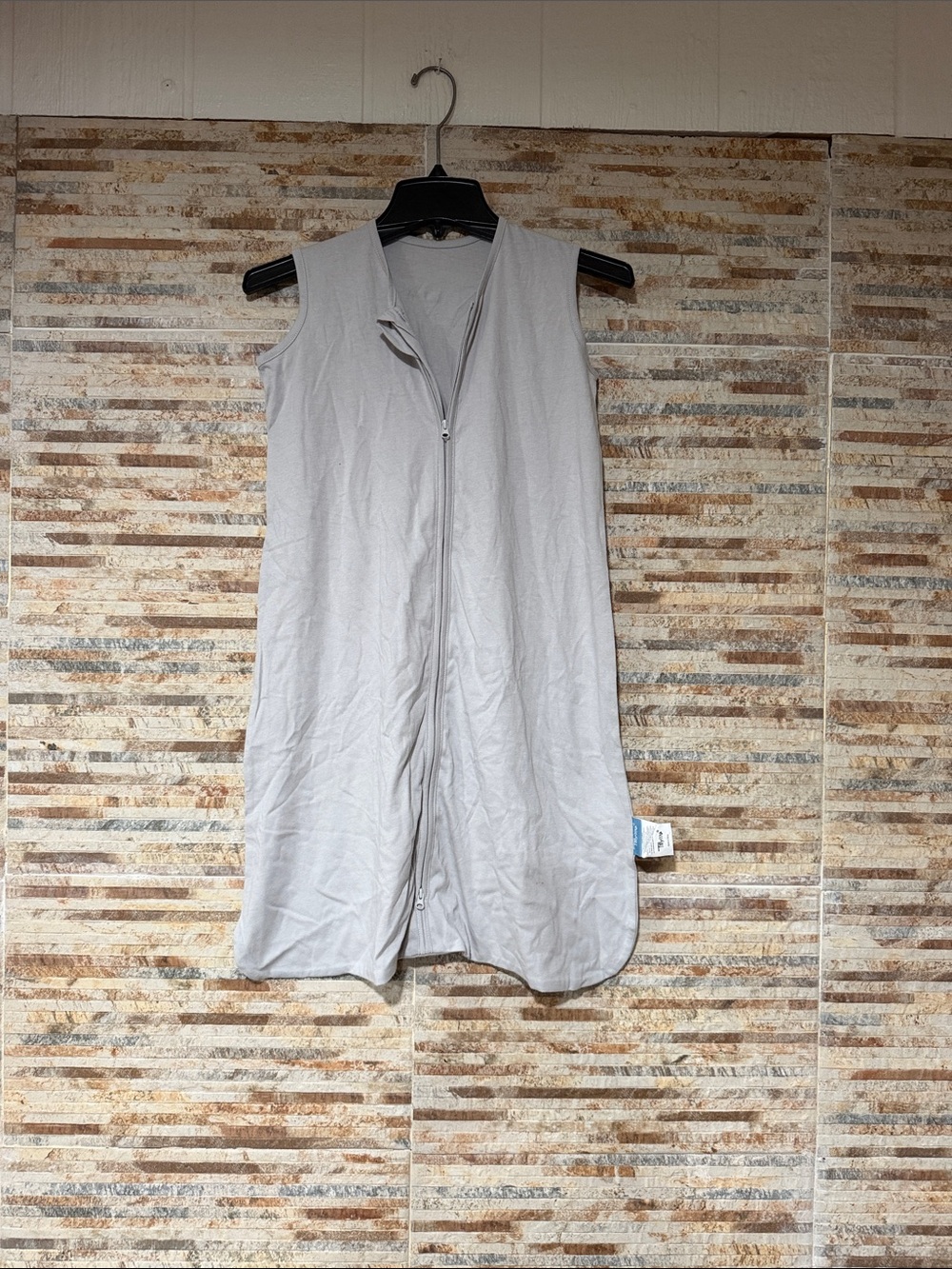 Sleeveless Zip-Front Swim Coverup — Light Gray